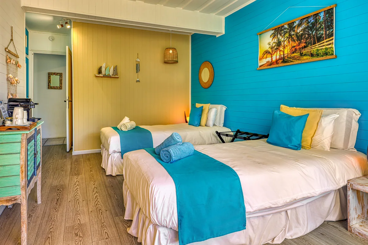La chambre Plage installée en deux lits jumeaux